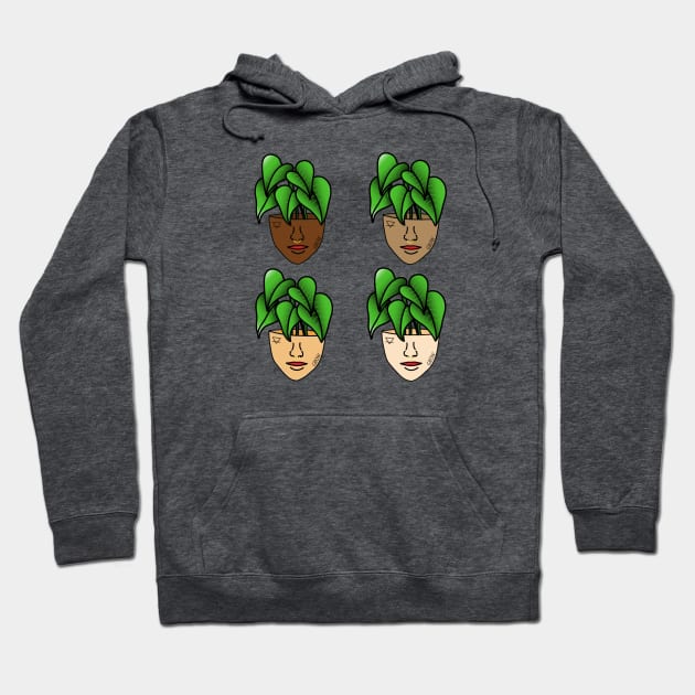 Multicultural Tropical Plant People with Tattoos and Septum Piercing Hoodie by Tenpmcreations